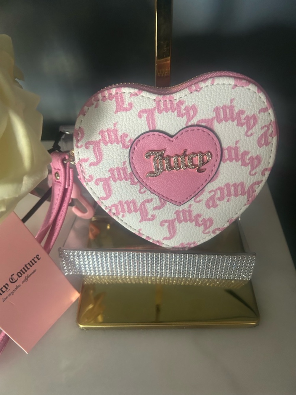 Juicy Couture Heart Coin Purse - Pink & White